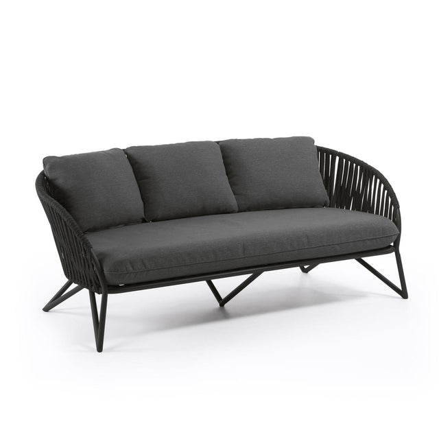 Branzie 3-Sitzer-Sofa aus schwarzem Seil 180 cm - ZEN ZONE Furniture