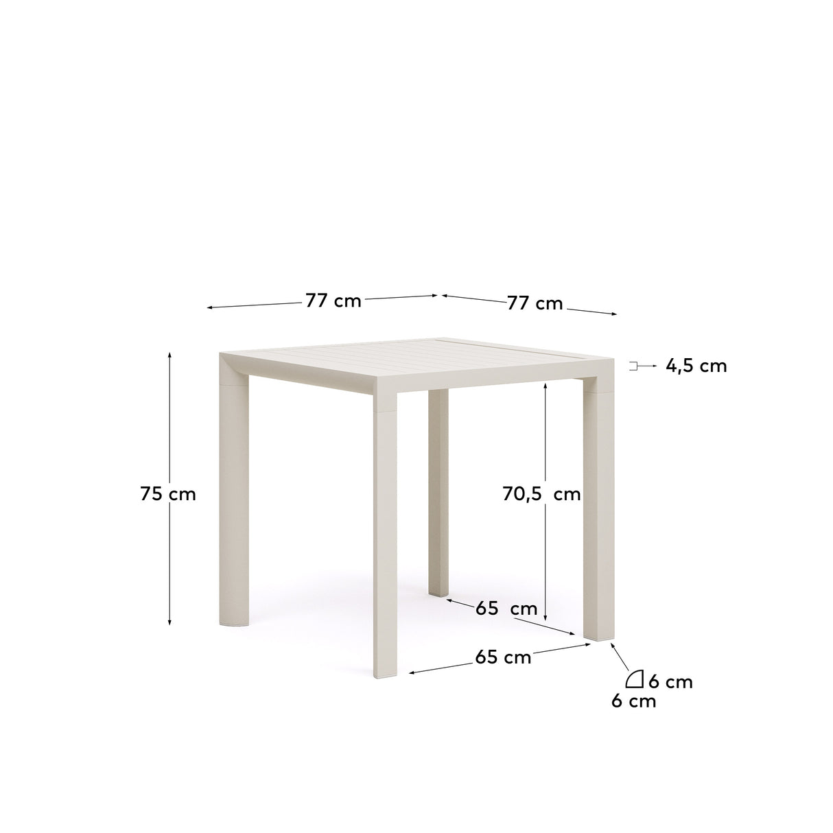 Gartentisch Culip aus Aluminium mit weißem Finish 77 x 77 cm - ZEN ZONE Furniture