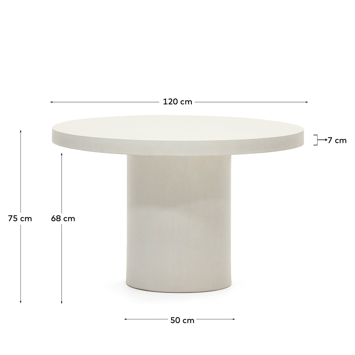 Aiguablava runder Tisch aus Zement in Weiß Ø 120 cm - ZEN ZONE Furniture