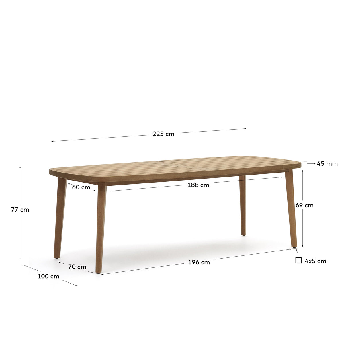 Maset Tisch 100% Outdoor massiver Eukalyptus 225 x 100 cm FSC 100% - ZEN ZONE Furniture