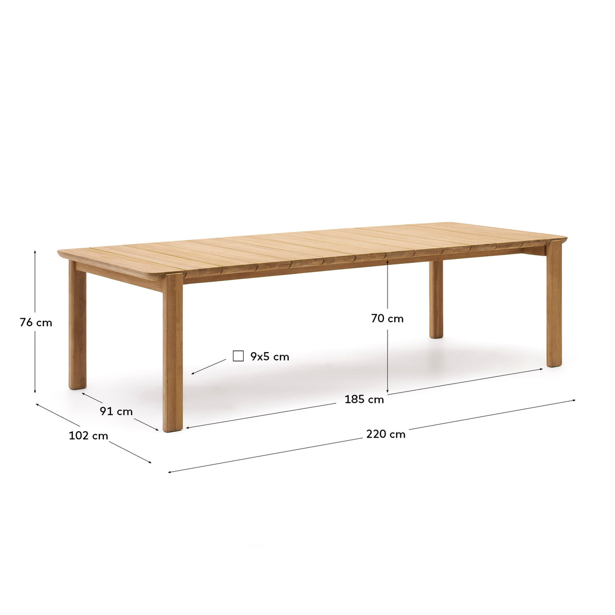 Icaro Tisch aus massivem Teakholz FSC 100% 220 x 102 cm - ZEN ZONE Furniture