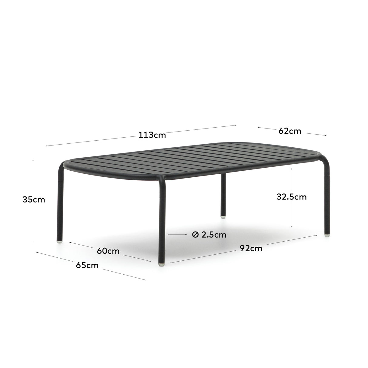 Gartencouchtisch Joncols aus Aluminium mit Finish in Grau Ø 110 x 62 cm - ZEN ZONE Furniture