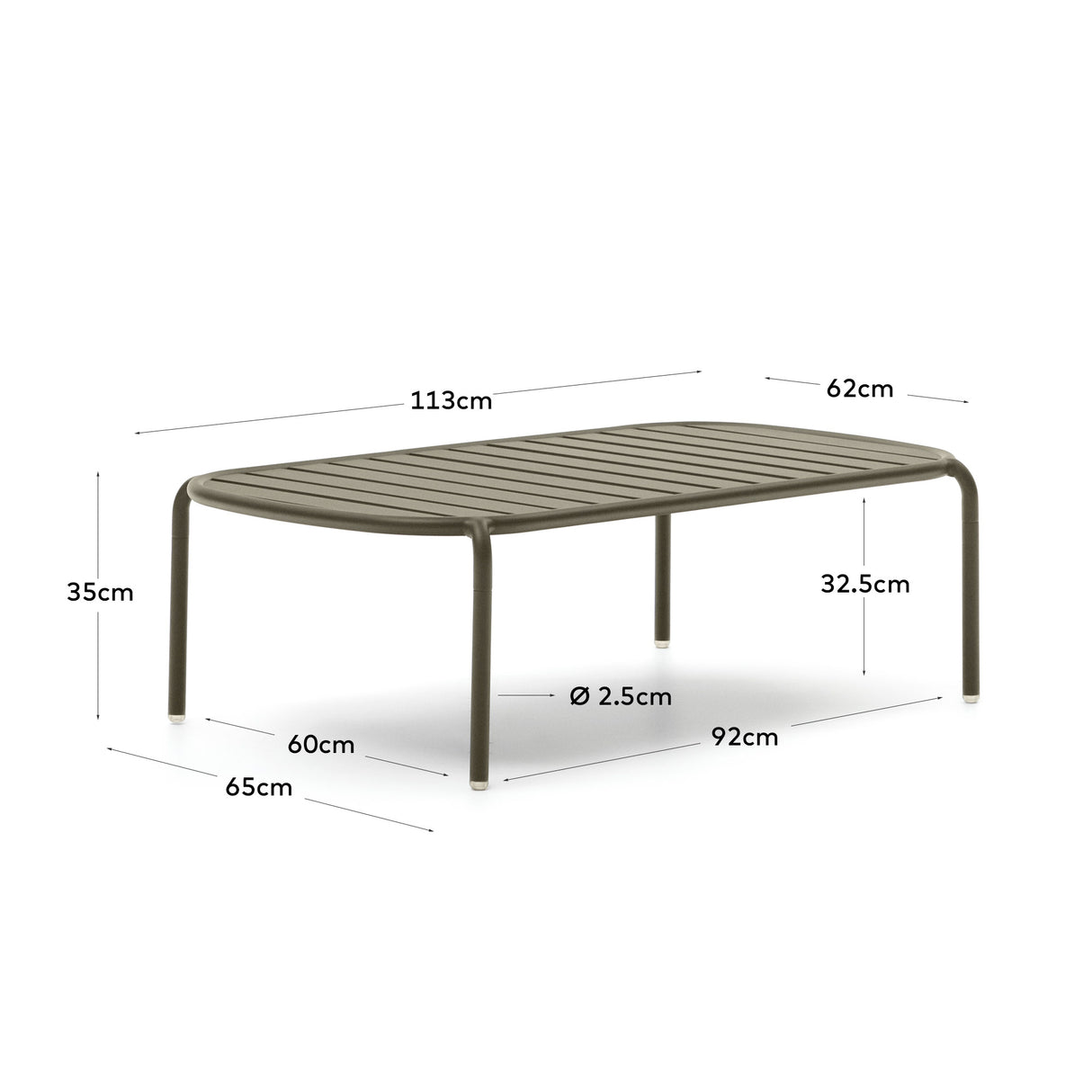 Joncols Gartencouchtisch aus Aluminium mit Finish in Grün Ø 110 x 62 cm - ZEN ZONE