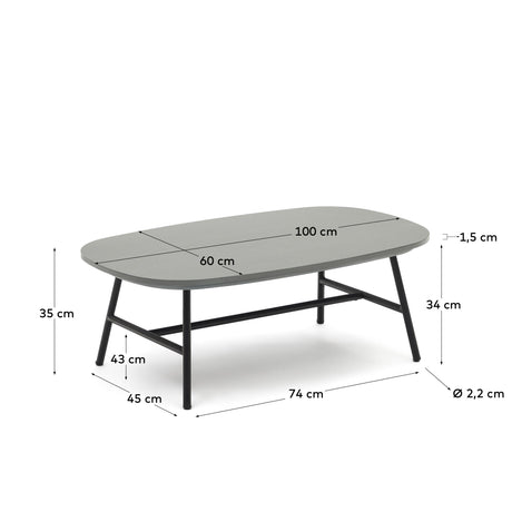 Bramant Couchtisch aus Stahl mit schwarzem Finish 100 x 60 cm - ZEN ZONE Furniture