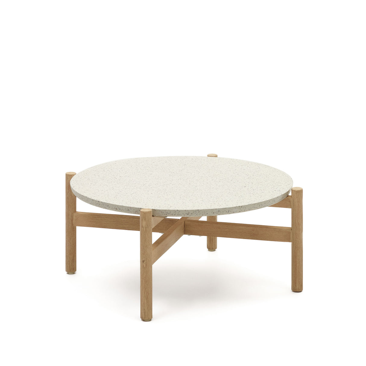 Pola Couchtisch aus Zement und massivem Eukalyptus Ø 84,4 cm FSC 100% - ZEN ZONE Furniture