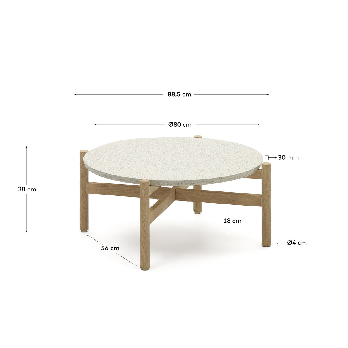 Pola Couchtisch aus Zement und massivem Eukalyptus Ø 84,4 cm FSC 100% - ZEN ZONE Furniture