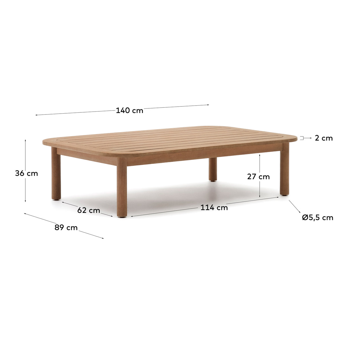 Sacova Couchtisch 100% outdoor massives Eukalyptusholz 140x89cm 100%FSC - ZEN ZONE Furniture