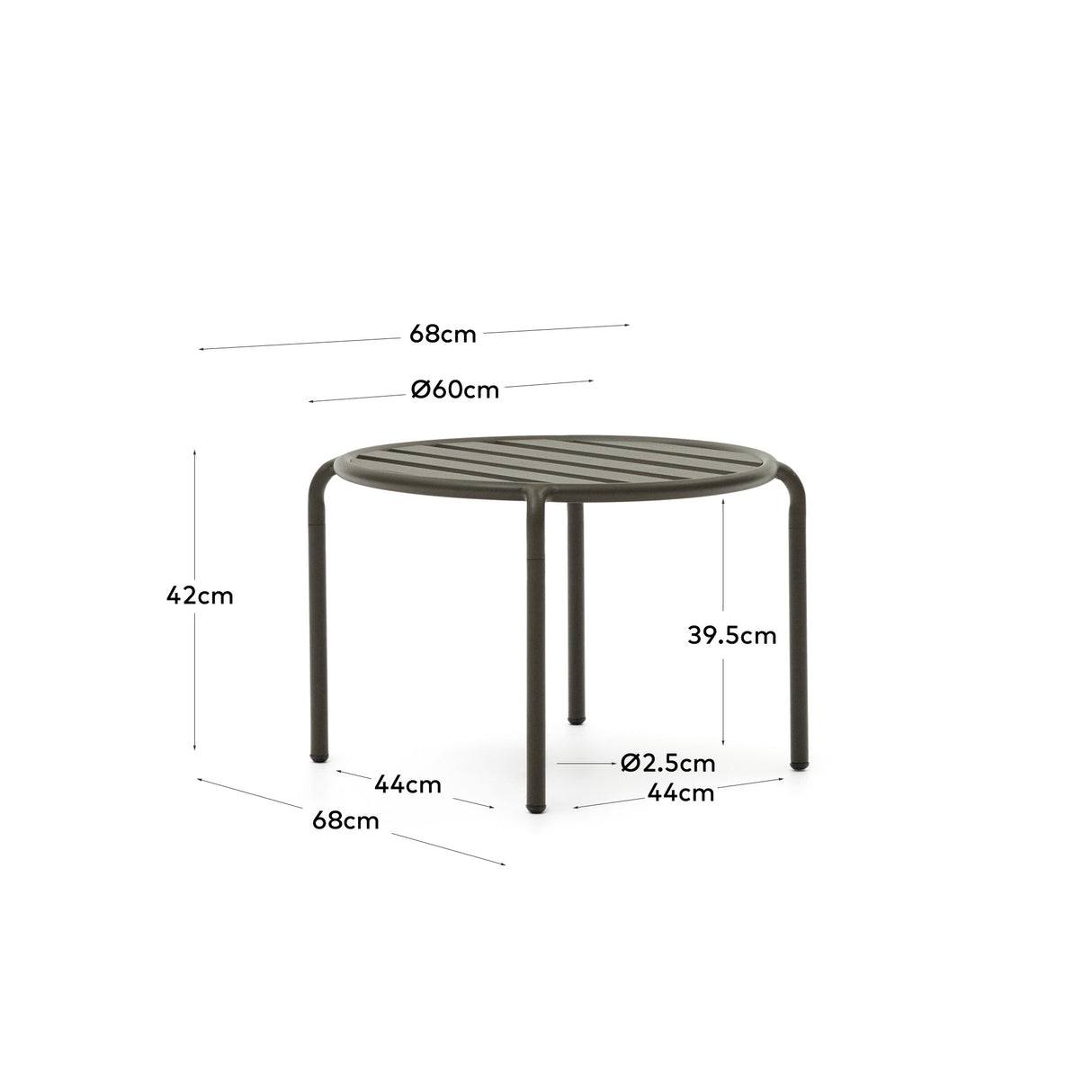 Joncols Gartenbeistelltisch aus Aluminium mit Finish in Grün Ø 60 cm - ZEN ZONE