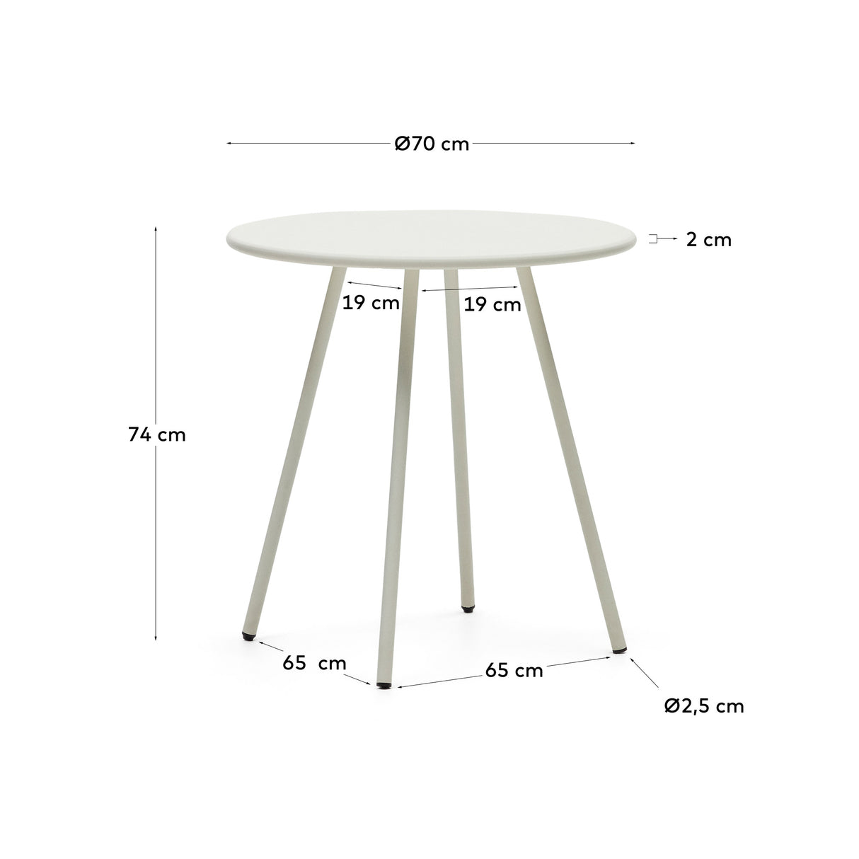 Montjoi runder Gartentisch aus Stahl mit weißem Finish Ø 70 cm - ZEN ZONE Furniture