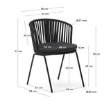 Saconca Outdoor Stuhl aus Seil und verzinktem Stahl in Schwarz - ZEN ZONE Furniture