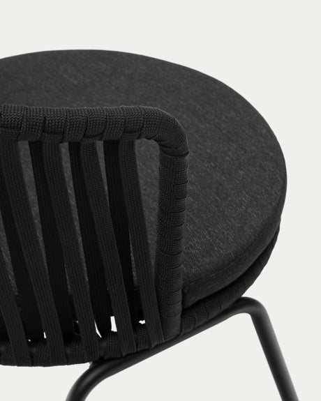 Saconca Outdoor Stuhl aus Seil und verzinktem Stahl in Schwarz - ZEN ZONE Furniture