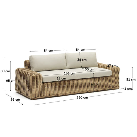 Portlligat 3-Sitzer-Gartensofa Natur - ZEN ZONE