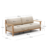 Tirant 3-Sitzer-Sofa aus massivem Teakholz FSC 100% 212 cm - ZEN ZONE Furniture