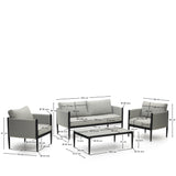 Satuna Set aus 2-Sitzer-Sofa, 2 Sesseln und Couchtisch aus Metall mit mattem Finish - ZEN ZONE