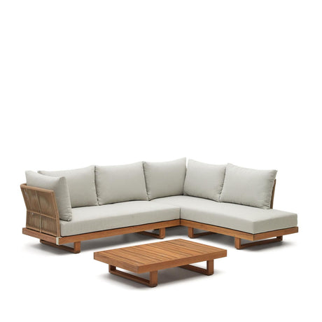 Raco Set aus 5-Sitzer-Ecksofa und Couchtisch massives Akazienholz 100% FSC - ZEN ZONE