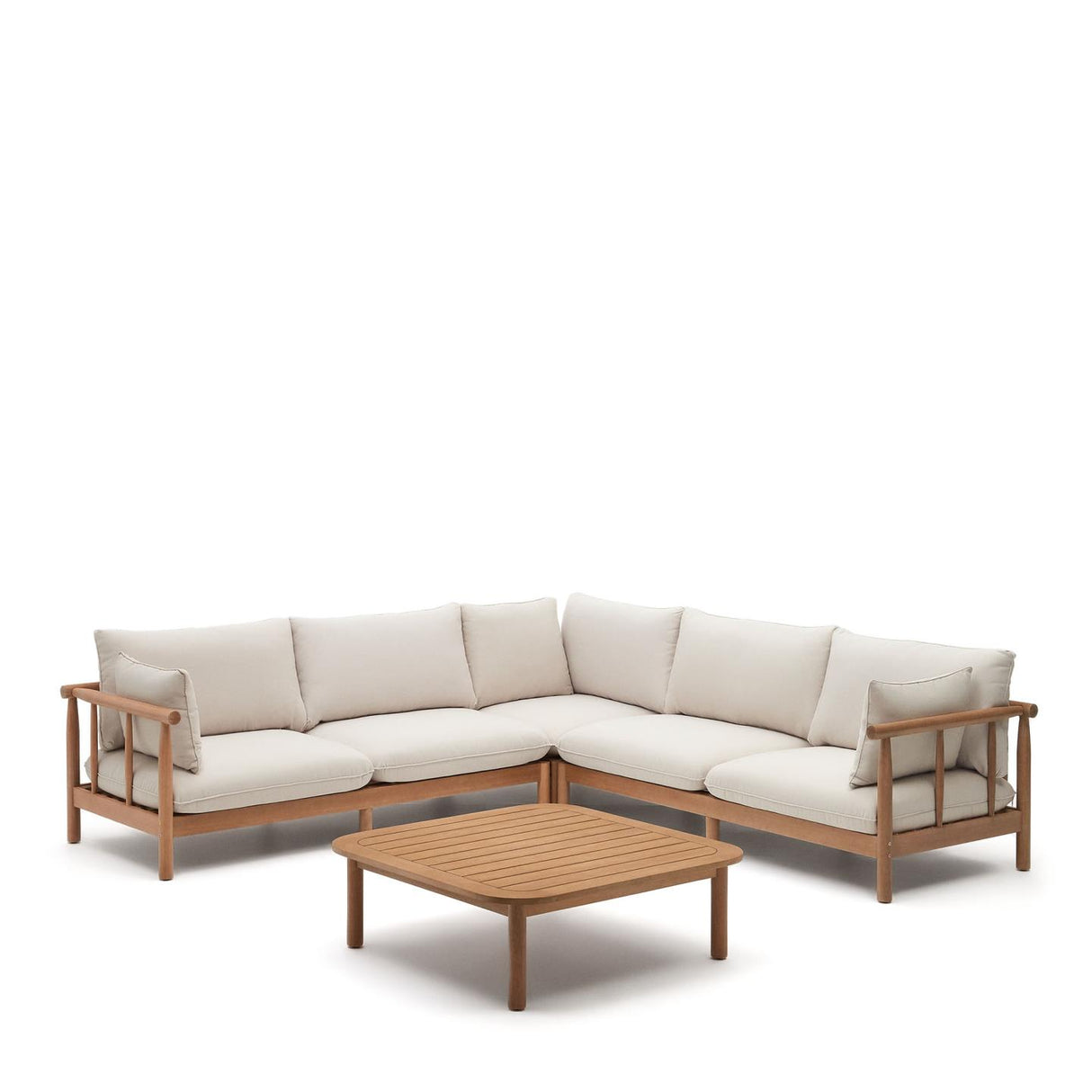 Sacova Set 5-Sitzer-Ecksofa und Couchtisch aus massives Eukalyptusholz 100% FSC - ZEN ZONE