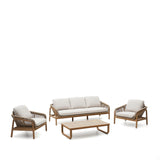 Vellana Set aus 3-Sitzer-Sofa, 2 Sesseln und Couchtisch aus massivem Akazienholz 100 % FSC - ZEN ZONE