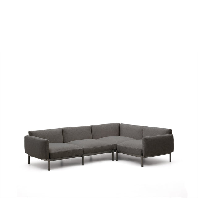 Modulares 5-Sitzer-Ecksofa für Outdoor Sorells Polsterung und Aluminium in Grau 276x191,5cm - ZEN ZONE Furniture