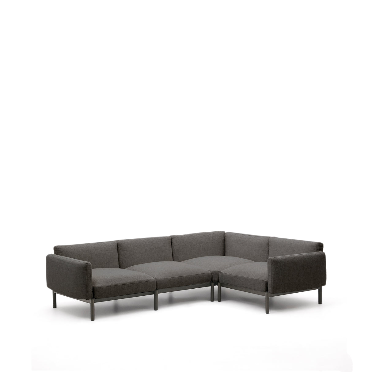 Modulares 5-Sitzer-Ecksofa für Outdoor Sorells Polsterung und Aluminium in Grau 276x191,5cm - ZEN ZONE Furniture