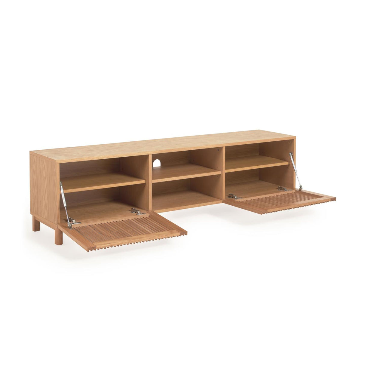 Beyla TV-Schrank 2 Türen aus massiver Eiche und Furnier 180 x 49,5 cm FSC 100% - ZEN ZONE