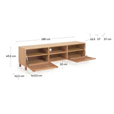 Beyla TV-Schrank 2 Türen aus massiver Eiche und Furnier 180 x 49,5 cm FSC 100% - ZEN ZONE