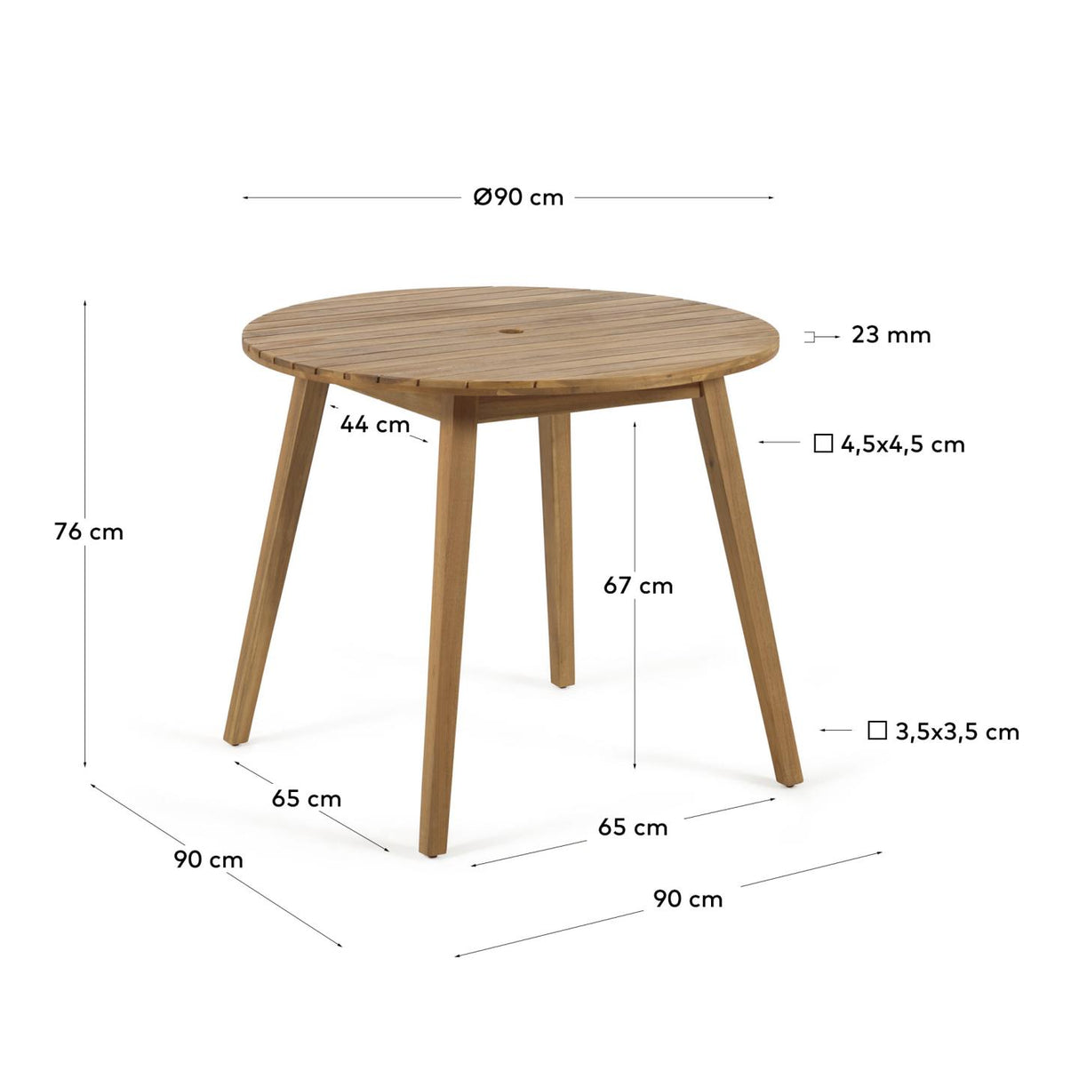 Vilma runder Gartentisch aus massivem Akazienholz Ø 90 cm FSC 100% - ZEN ZONE Furniture