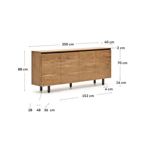 Sideboard Uxue aus massivem Akazienholz mit natürlichem Finish 200 x 88 cm - ZEN ZONE