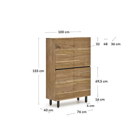 Hohes Sideboard Uxue aus massivem Akazienholz mit natürlichem Finish 100 x 155 cm - ZEN ZONE