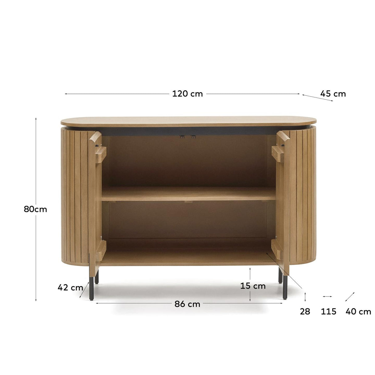 Licia Highboard 2 Türen aus massivem Mangoholz und schwarz lackiertem Metall 120 x 80 cm - ZEN ZONE