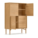 Lenon Highboard 4 Türen aus massiver Eiche und Eichenfurnier 104,5 x 144 cm FSC MIX Credit - ZEN ZONE