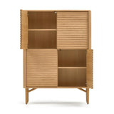 Lenon Highboard 4 Türen aus massiver Eiche und Eichenfurnier 104,5 x 144 cm FSC MIX Credit - ZEN ZONE