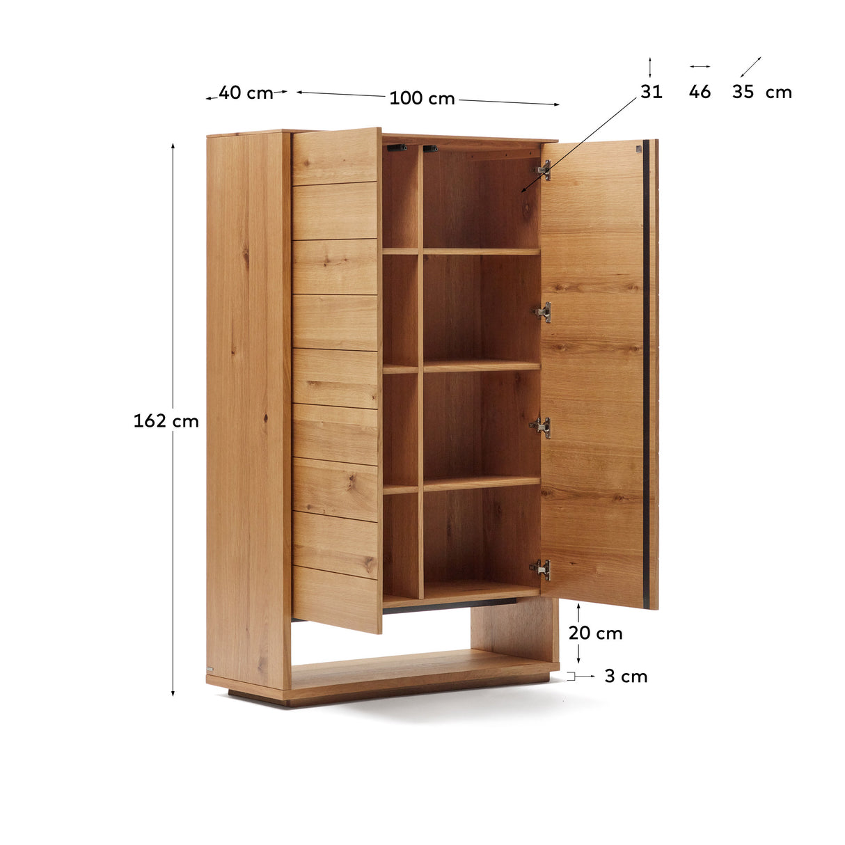 Alguema Highboard 2 Türen aus Eichenfurnier mit natürlichem Finish 100 x 163,5 cm - ZEN ZONE