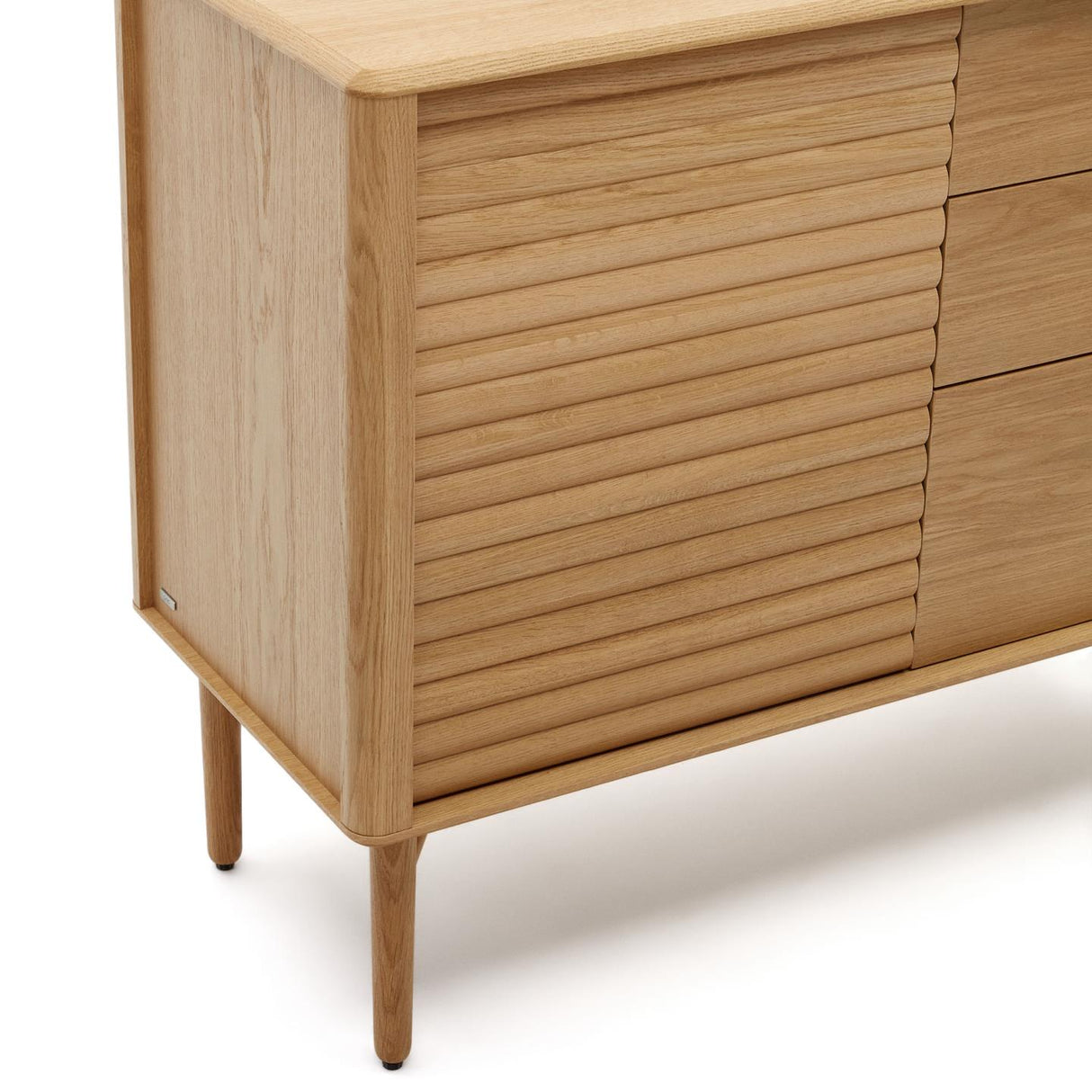 Lenon Sideboard 1 Türe und 3 Schubladen aus Eichenholz und Eichenfurnier 105 x 84 cm FSC M - ZEN ZONE