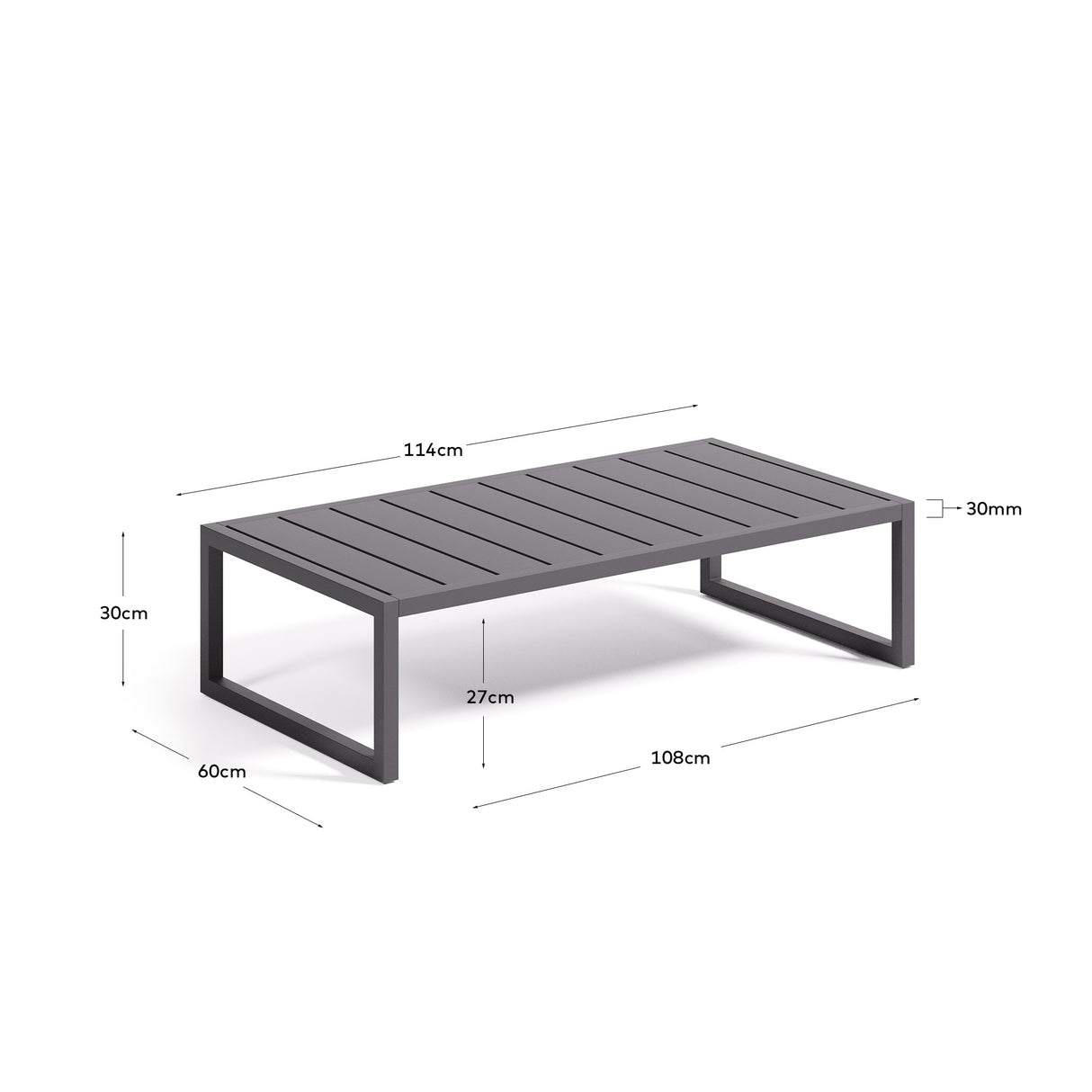 Couchtisch Comova 100% outdoor aus Aluminium schwarz 60 x 114 cm - ZEN ZONE Furniture