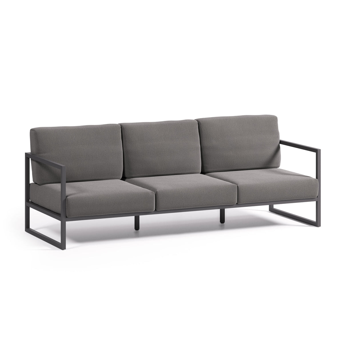 Comova 3-Sitzer-Sofa 100% outdoor dunkelgrau und aus schwarzem Aluminium 222 cm - ZEN ZONE Furniture