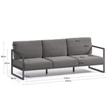 Comova 3-Sitzer-Sofa 100% outdoor dunkelgrau und aus schwarzem Aluminium 222 cm - ZEN ZONE Furniture