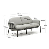 Joncols 2-Sitzer-Gartensofa aus Aluminium mit Finish in Grau 165 cm - ZEN ZONE Furniture