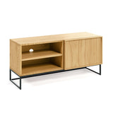 Taiana TV-Schrank 1 Türe Eichenfurnier und Stahlgestell mit schwarzem Finish 112 x 51 cm - ZEN ZONE