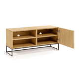 Taiana TV-Schrank 1 Türe Eichenfurnier und Stahlgestell mit schwarzem Finish 112 x 51 cm - ZEN ZONE