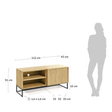 Taiana TV-Schrank 1 Türe Eichenfurnier und Stahlgestell mit schwarzem Finish 112 x 51 cm - ZEN ZONE