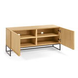 Taiana TV-Schrank 2 Türen Eichenfurnier und Stahlgestell mit schwarzem Finish 112 x 51 cm - ZEN ZONE