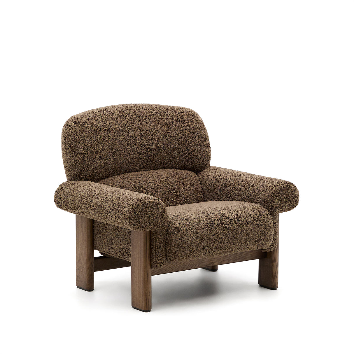 Sessel Nema aus taupefarbenem Bouclé und massivem Eschenholz mit natürlichem Finish FSC 100% - ZEN ZONE Furniture