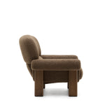 Sessel Nema aus taupefarbenem Bouclé und massivem Eschenholz mit natürlichem Finish FSC 100% - ZEN ZONE Furniture