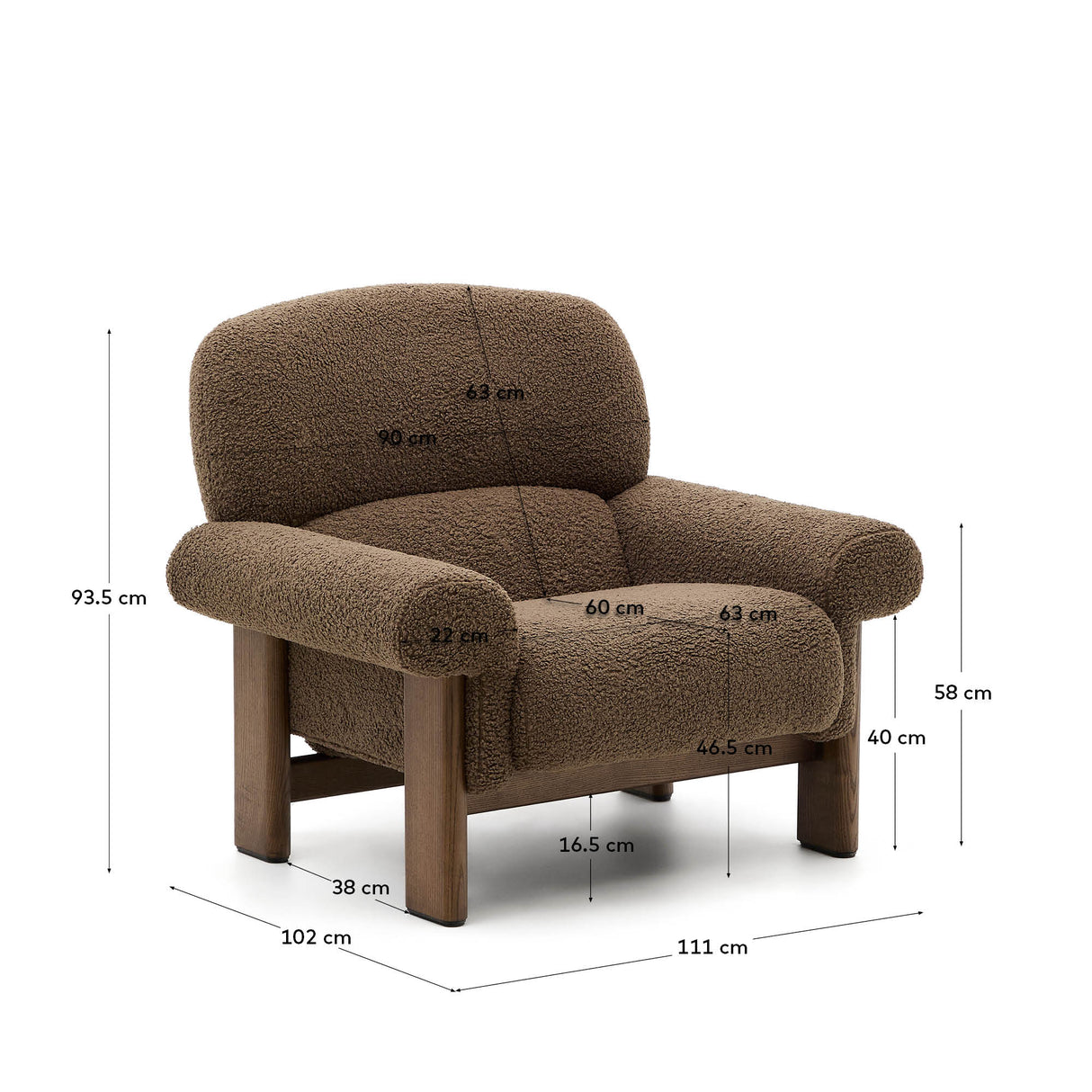 Sessel Nema aus taupefarbenem Bouclé und massivem Eschenholz mit natürlichem Finish FSC 100% - ZEN ZONE Furniture