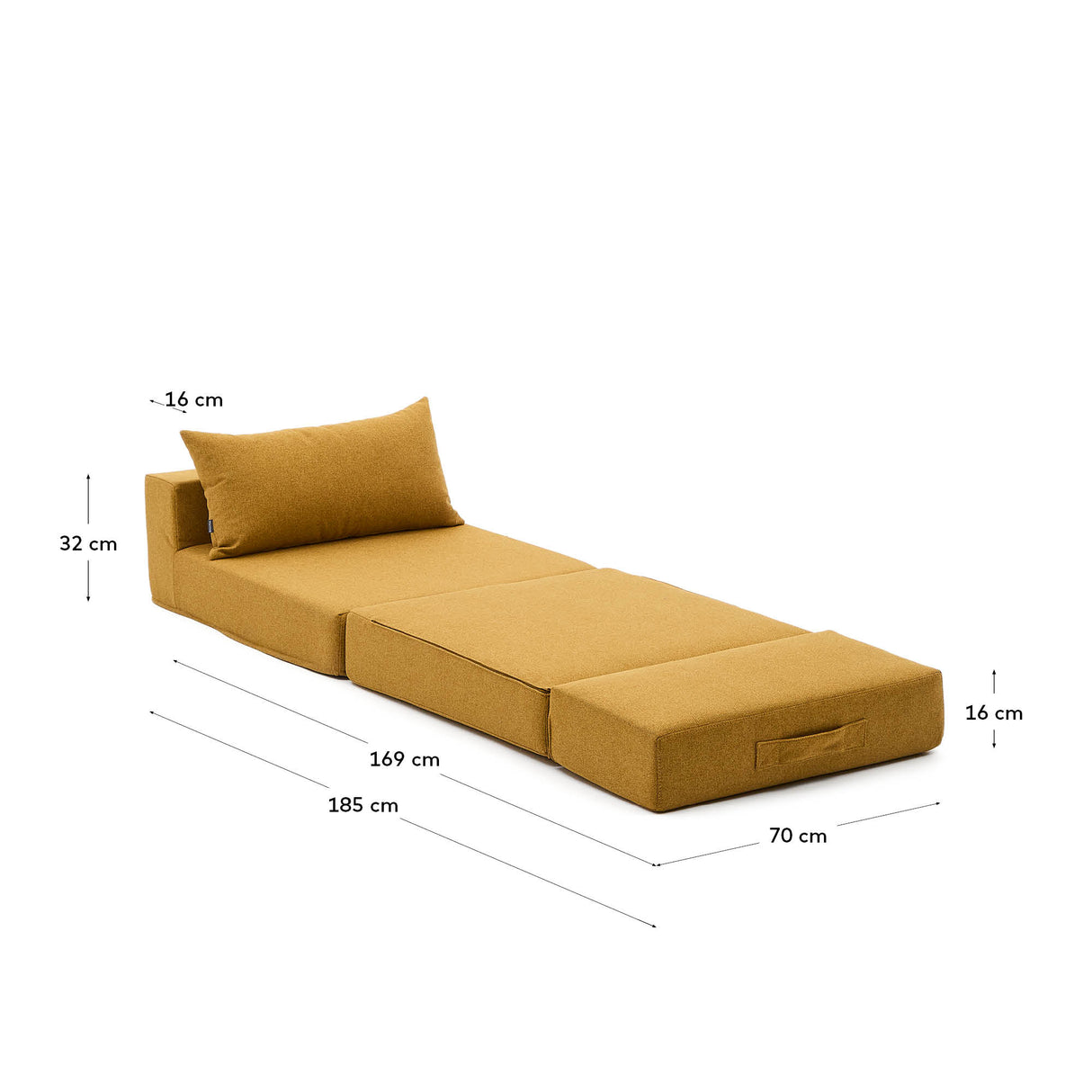 Pouf Schlafsofa Arty Farbe Senf 70 x 89 (200) cm - ZEN ZONE Furniture