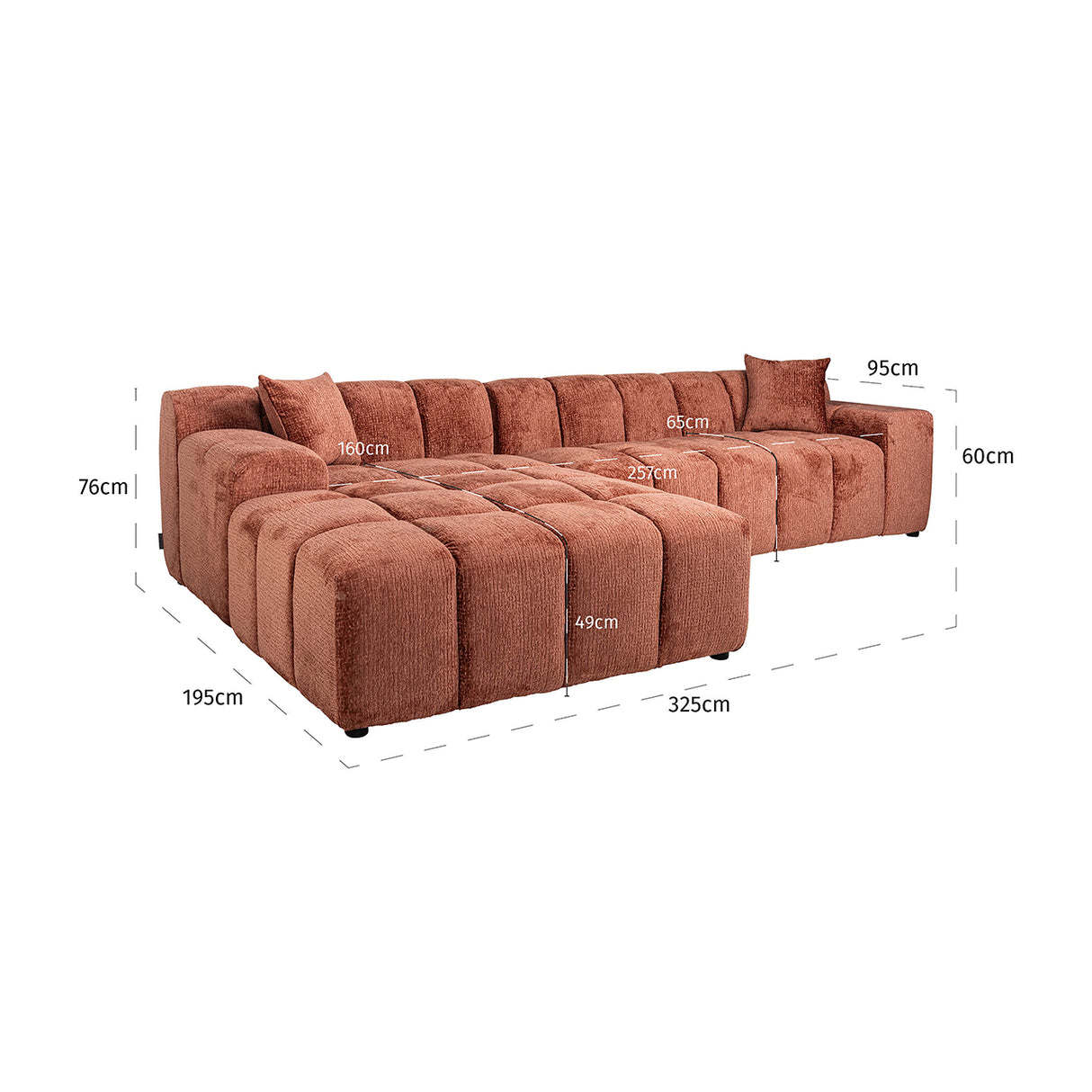 Sofa Cube 3-Sitzer + Lounge links (Fusion 92 Blush) - ZEN ZONE