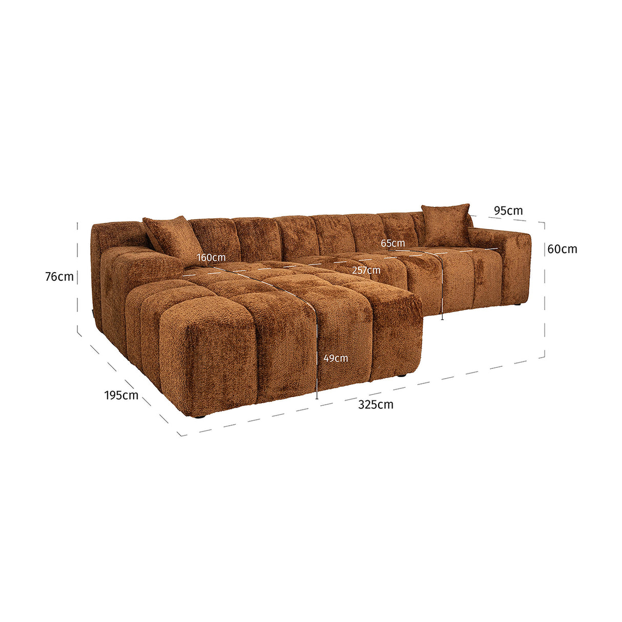 Sofa Cube 3-Sitzer + Lounge links (Be Lovely 603 Cinnamon) - ZEN ZONE