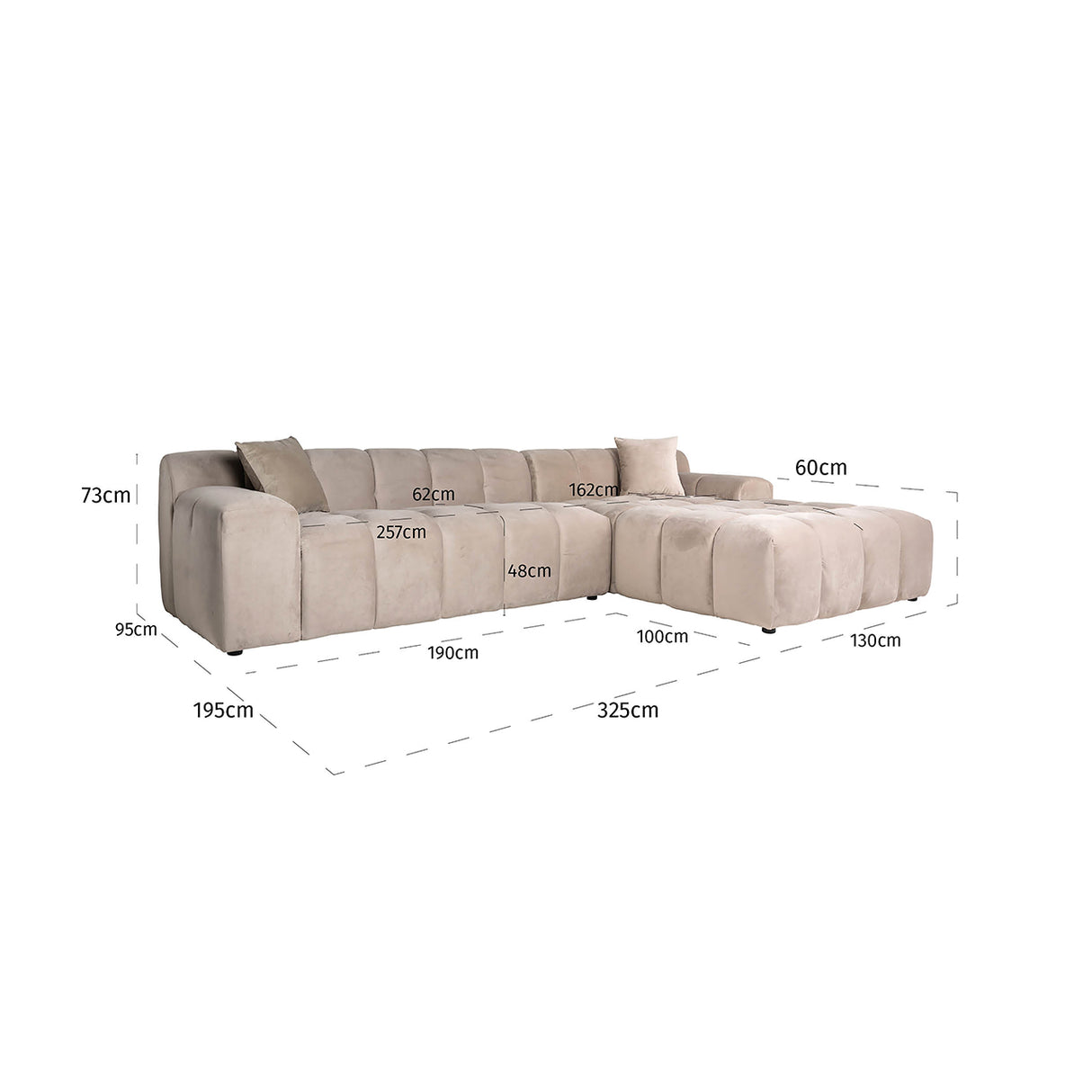 Couch Cube 3 Sitzer + Lounge Rechts (Quartz Khaki 903) - ZEN ZONE