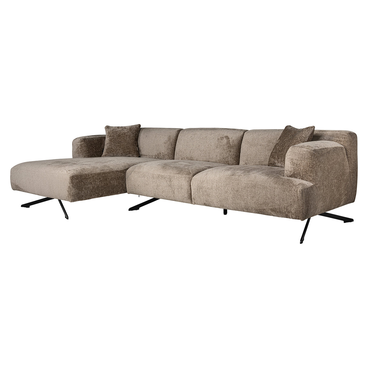 Couch Donovan 3sitzer + lounge links (Bergen 104 taupe chenille) - ZEN ZONE