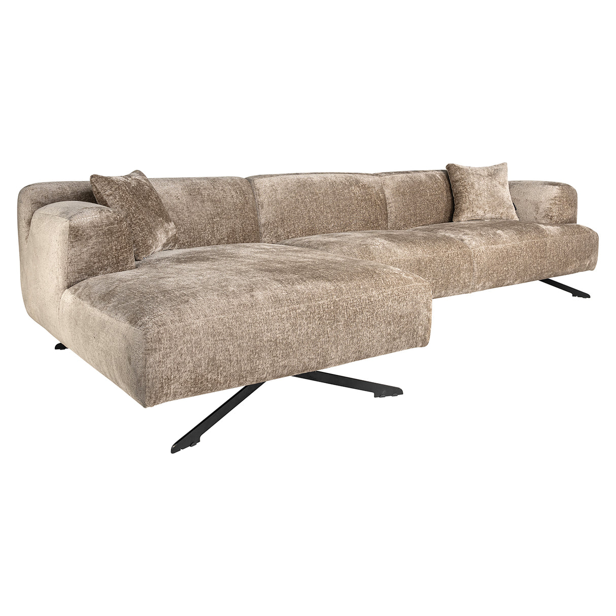 Couch Donovan 3sitzer + lounge links (Bergen 104 taupe chenille) - ZEN ZONE